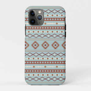 Funda Para iPhone 11 Pro Patrón de Motivo Mixto Azteca Oxidado Azul Crema