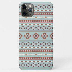 Funda Para iPhone 11 Pro Max Patrón de Motivo Mixto Azteca Oxidados Crema Azul