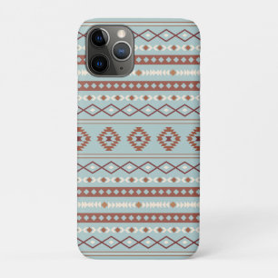 Funda Para iPhone 11 Pro Patrón de Motivo Mixto Azteca Óxidos Crema Azul