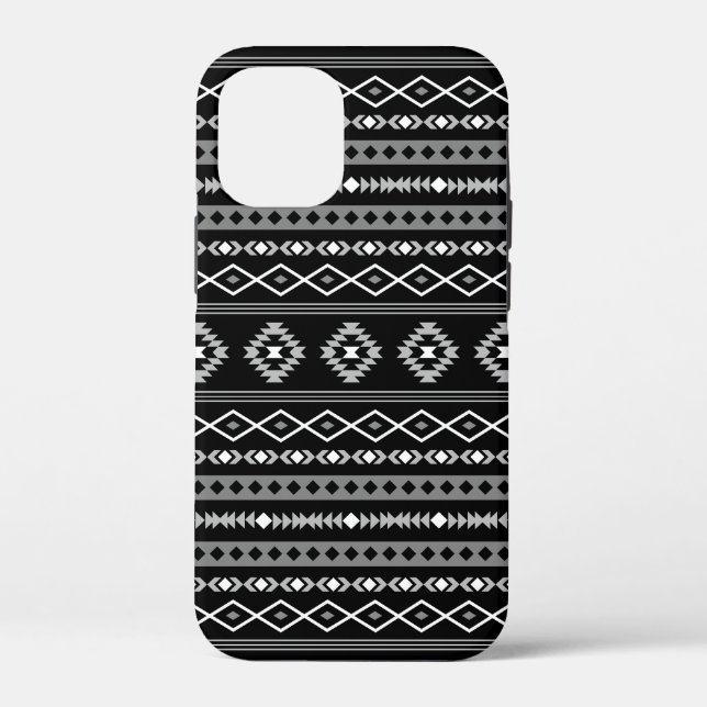 Funda De Case-Mate Para iPhone Patrón de motivos mixtos azteca blanco gris negro (Reverso )