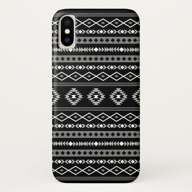 Funda De Case-Mate Para iPhone Patrón de motivos mixtos azteca blanco gris negro (Reverso)