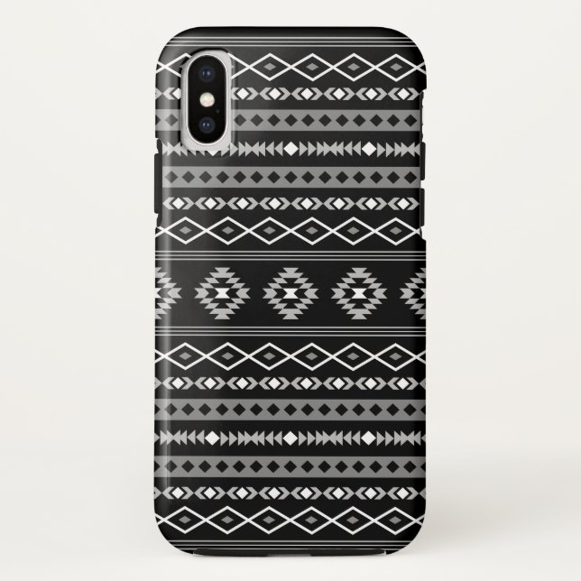Funda De Case-Mate Para iPhone Patrón de motivos mixtos azteca blanco gris negro (Reverso)