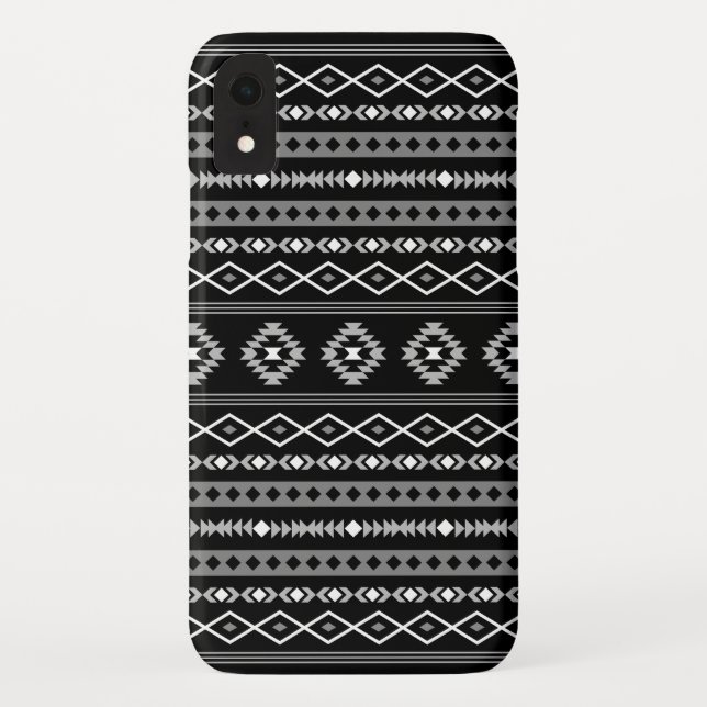 Funda De Case-Mate Para iPhone Patrón de motivos mixtos azteca blanco gris negro (Reverso)