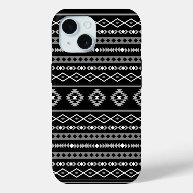 Funda De Case-Mate Para iPhone Patrón de motivos mixtos azteca blanco gris negro (Reverso )