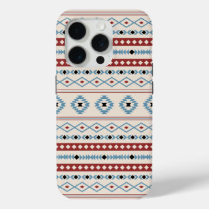 Funda Para iPhone 15 Pro Patrón de motivos mixtos Azteca Blue Red Black Cre