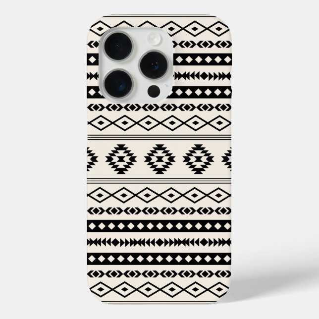 Funda De Case-Mate Para iPhone Patrón de motivos mixtos azteca negro sobre crema (Reverso )