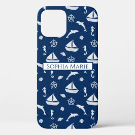 Funda Para iPhone 12 Patrón de navegación marítima y vida marina