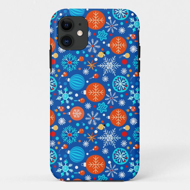 Funda De Case-Mate Para iPhone Patrón de Navidad azul (Reverso)