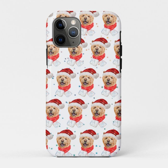 Funda De Case-Mate Para iPhone Patrón de Navidad de perro Chow Chow lindo (Reverso)