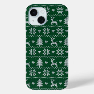 Funda Para iPhone 15 Patrón de Navidad sin costuras tejido