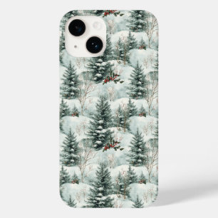 Funda Para iPhone 14 De Case-Mate Patrón de navidades con bosques y pinos nevados