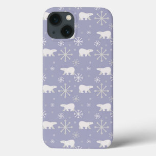 Funda Para iPhone 13 Patrón de navidades con osos polares y copos de ni