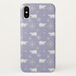 Funda Para iPhone X Patrón de navidades con osos polares y copos de ni