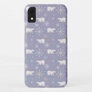 Funda Para iPhone XR Patrón de navidades con osos polares y copos de ni