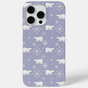 Funda Para iPhone 15 Pro Max Patrón de navidades con osos polares y copos de ni