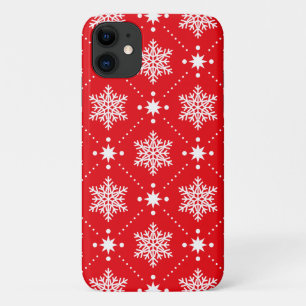 Funda Para iPhone 11 Patrón de Navidades de copos de nieve rojos y blan