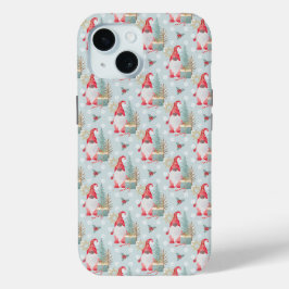 Funda Para iPhone 15 Patrón de Navidades de Gnome