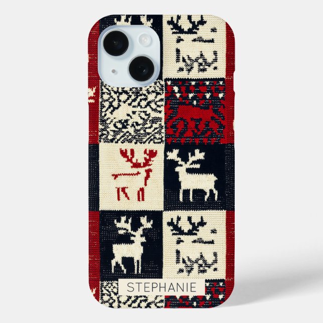 Funda De Case-Mate Para iPhone Patrón de Navidades de parches de punto | Rústica (Reverso )
