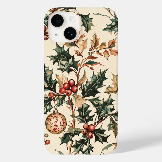 Funda De Case-Mate Para iPhone Patrón de Navidades florales de Poinsettia (3) (Reverso )