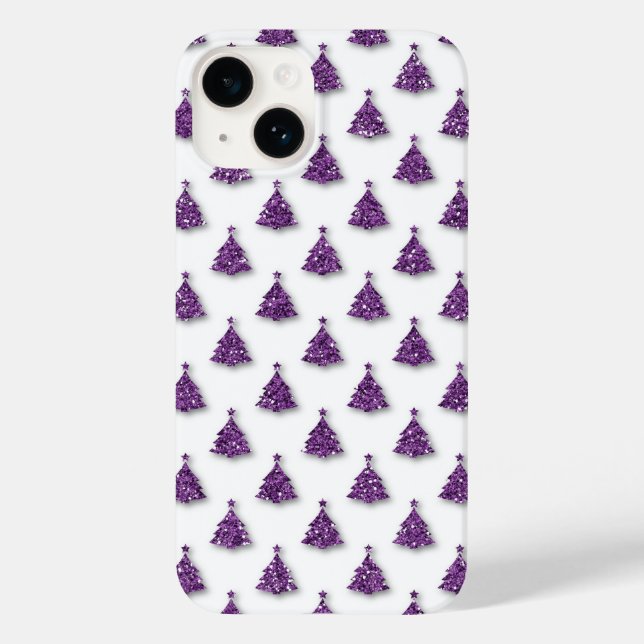 Funda De Case-Mate Para iPhone Patrón de Navidades púrpura (Reverso )