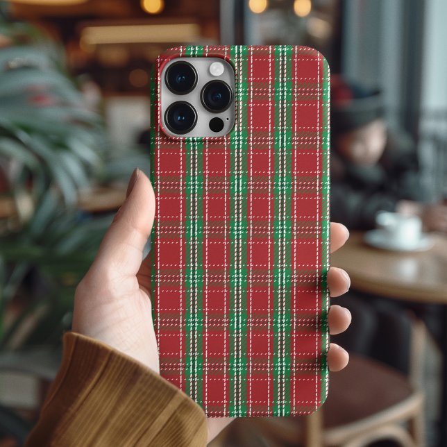 Funda De Case-Mate Para iPhone Patrón de Navidades rojos verdes (Red and green holiday plaid pattern phone case. )