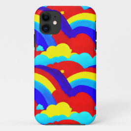 Funda Para iPhone 11 Patrón de niños de nubes de arcoiris coloridas