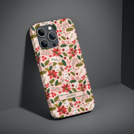 Funda Para iPhone 11 Patrón de nombre botánico folk moderno de poinsett