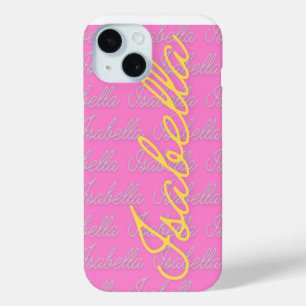 Funda Para iPhone 15 Patrón de nombre de firma de Isabella