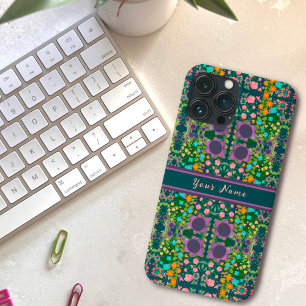 Funda Para iPhone 13 Pro Max Patrón de nombre personalizado de las flores de bo