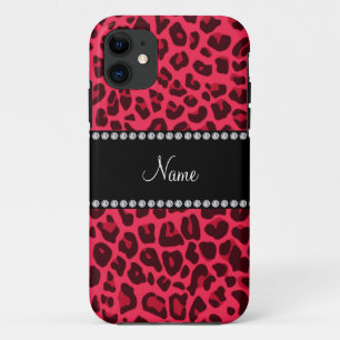 Funda Para iPhone 11 Patrón de nombre personalizado de leopardo rosa