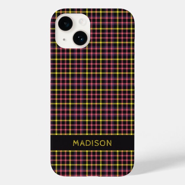 Funda De Case-Mate Para iPhone Patrón de nombre personalizado / Tartán (Reverso )