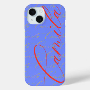 Funda Para iPhone 15 Patrón de nombre repetido de Camila
