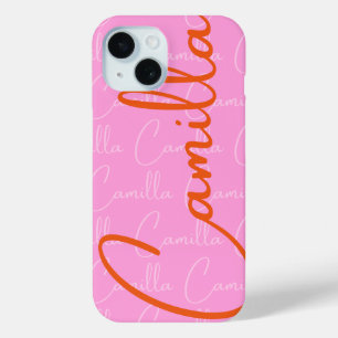 Funda Para iPhone 15 Patrón de nombre repetido de Camilla