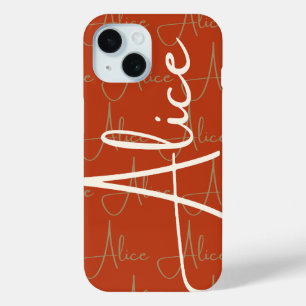 Funda Para iPhone 15 Patrón de nombres manuscritos de Alice