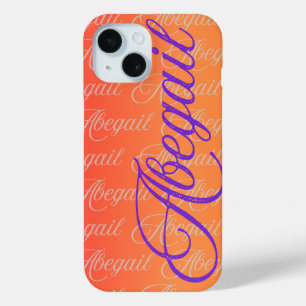 Funda Para iPhone 15 Patrón de nombres repetitivos de abegail
