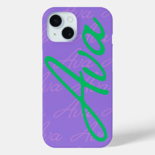 Funda Para iPhone 15 Patrón de nombres repetitivos de Ava