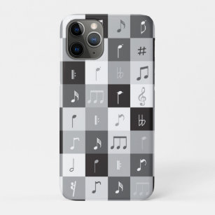Funda Para iPhone 11 Pro Patrón de notas de música en escala de grises