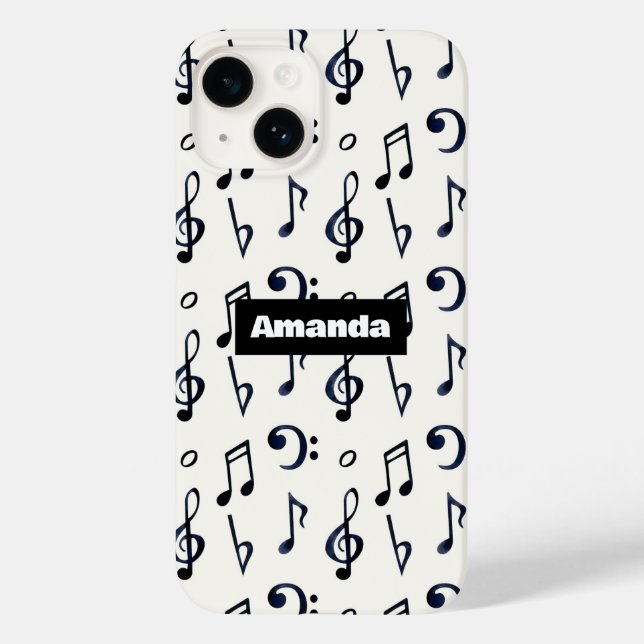 Funda De Case-Mate Para iPhone Patrón de notas musicales (Reverso )