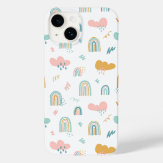 Funda Para iPhone 14 De Case-Mate Patrón de nubes de arcoiris y lluvias divertidas