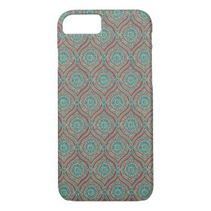 Funda Para iPhone 8/7 Patrón de ogeo étnico de moda en marrón, Verde azu