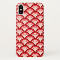 Patrón de ola Art Deco - rojo coral y rosa