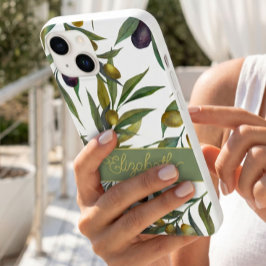 Funda Para iPhone 14 De Case-Mate Patrón de olivo en verde salvia acuarela estilo fr