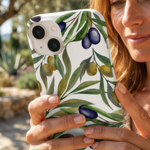 Funda Para iPhone 14 De Case-Mate Patrón de olivo en verde salvia con acuarela estil