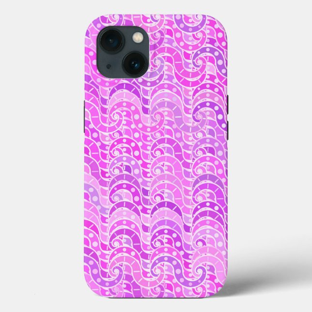 Funda De Case-Mate Para iPhone Patrón de onda abstracta - violeta, lavanda, orquí (Reverso )