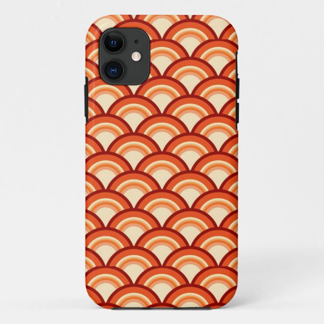 Funda De Case-Mate Para iPhone Patrón de onda Art Deco - naranja de mandarina (Reverso)