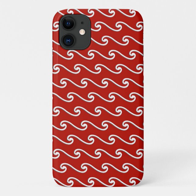 Funda De Case-Mate Para iPhone Patrón de onda chino - blanco sobre rojo intenso (Reverso)