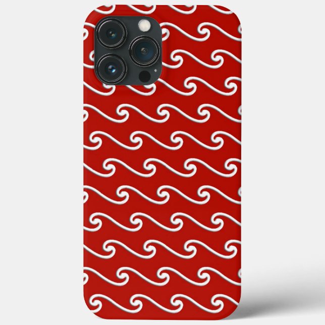 Funda De Case-Mate Para iPhone Patrón de onda chino - blanco sobre rojo profundo (Reverso )
