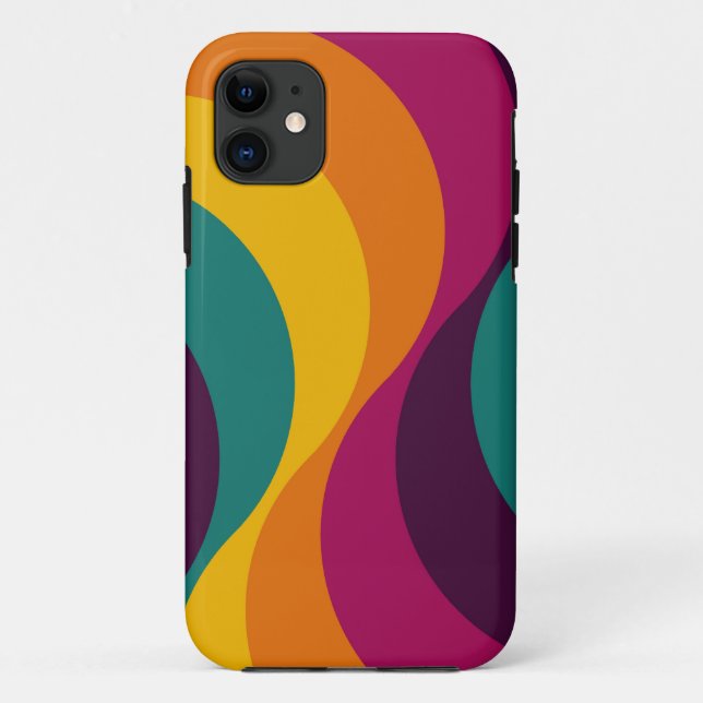 Funda De Case-Mate Para iPhone Patrón de ondas arco iris retro 3 (Reverso)