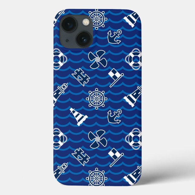Funda De Case-Mate Para iPhone Patrón de ondas náuticas cortas (Reverso)