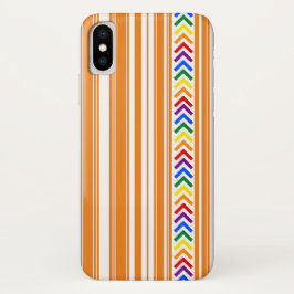 Funda Para iPhone X Patrón de orgullo brillante en franja Naranja y bl